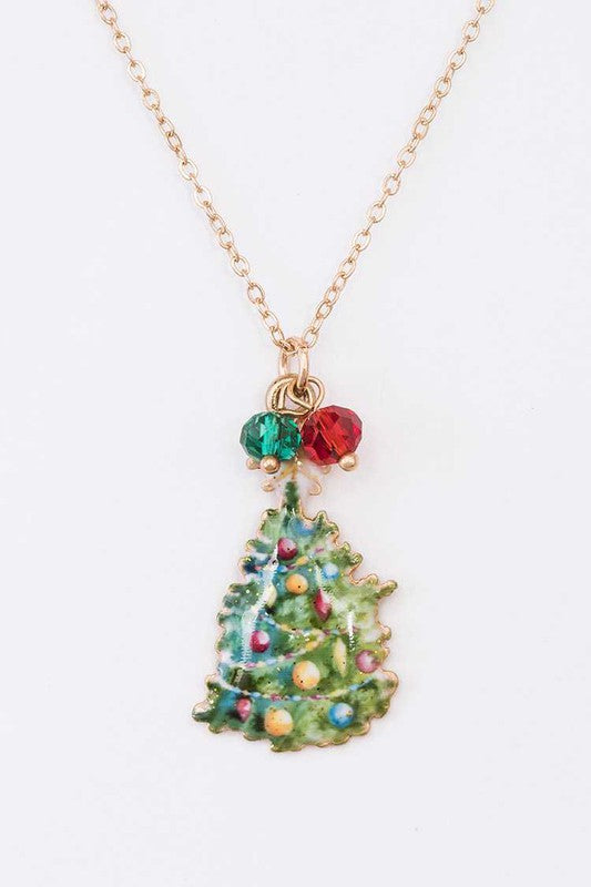 4. Christmas Tree Pendant Necklace Set