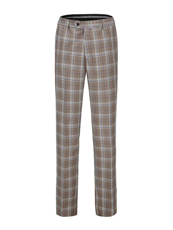 Men's Slim-Fit 3PC Check Plaid Suit - Tall