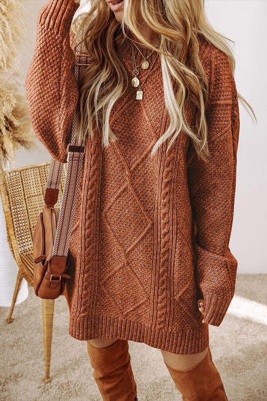 Women Knit Drop Shoulder Loose Fit Sweater Dress